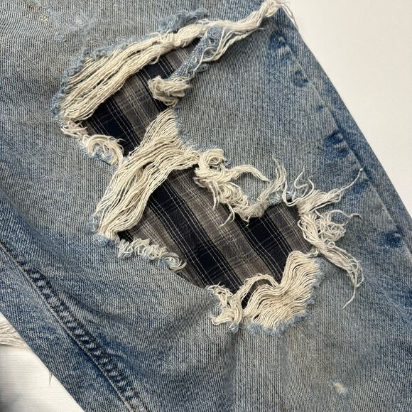 Vintage Carhartt Destroyed Distressed Flannel Lined Workwear Jeans 34 x 36 - Picture 5 of 12